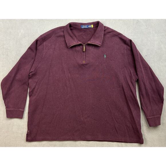 Polo Ralph Lauren Sweater Mens 3XB Purple Burgundy 1/4 Zip Pullover Sweatshirt - Picture 1 of 8